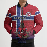 Custom Norway Football Bomber Puffer Jacket Ro Ro Meditating Viking Wolf