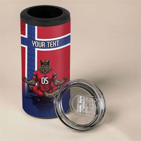 Custom Norway Football 4 in 1 Can Cooler Tumbler Ro Ro Meditating Viking Wolf
