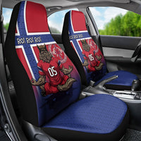 Custom Norway Football Car Seat Cover Ro Ro Meditating Viking Wolf