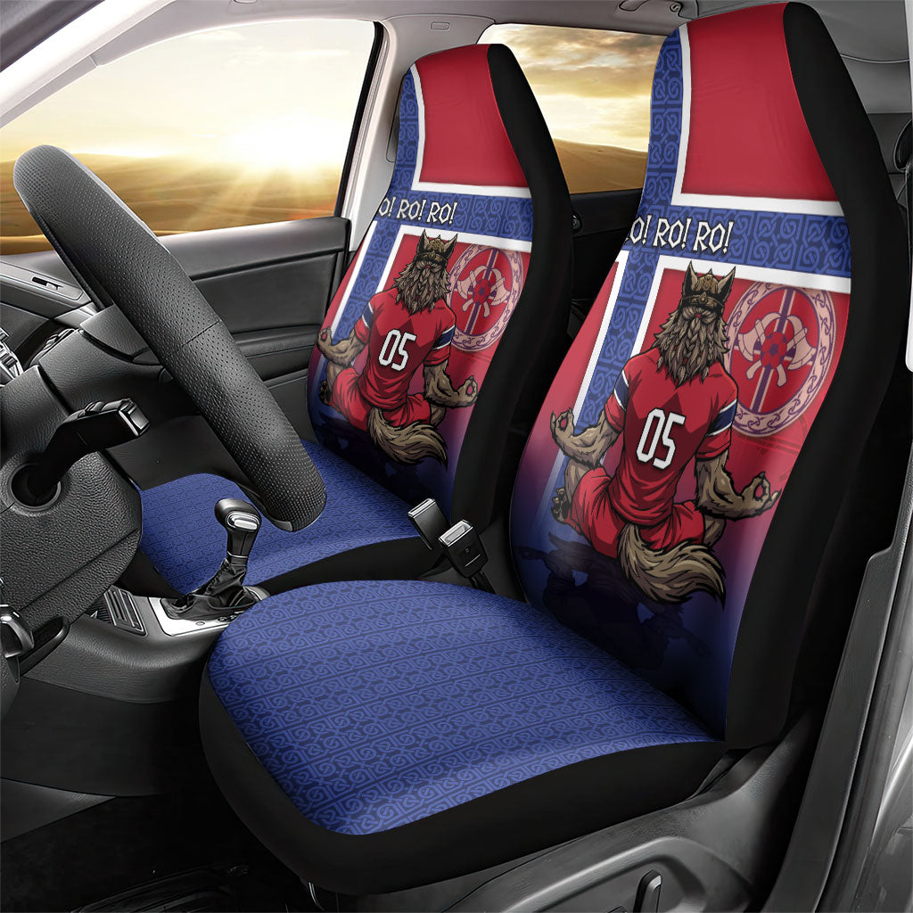 Custom Norway Football Car Seat Cover Ro Ro Meditating Viking Wolf