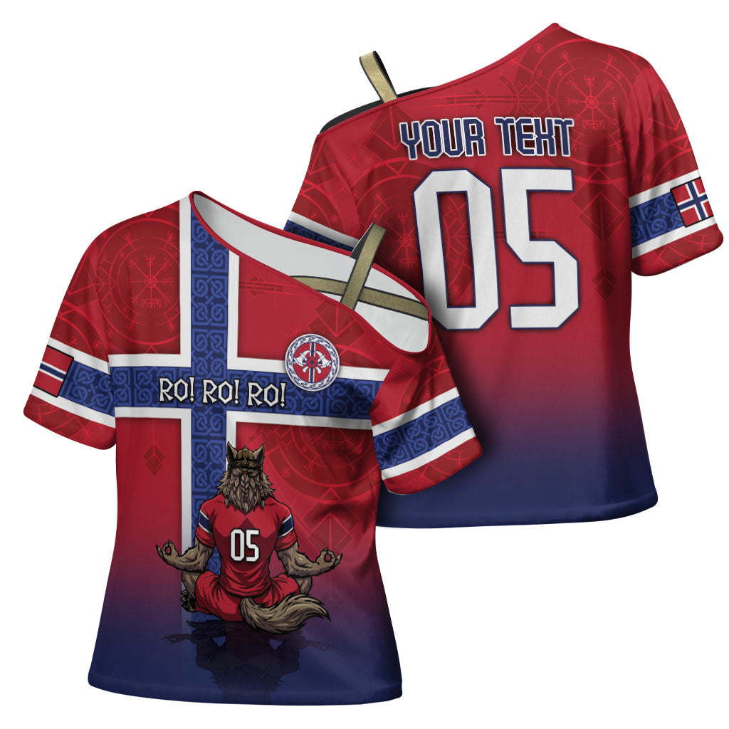 Custom Norway Football Cross Shoulder Shirt Ro Ro Meditating Viking Wolf