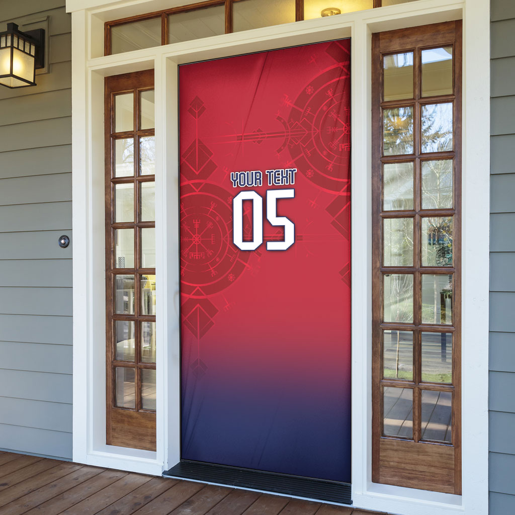 Custom Norway Football Door Cover Ro Ro Meditating Viking Wolf
