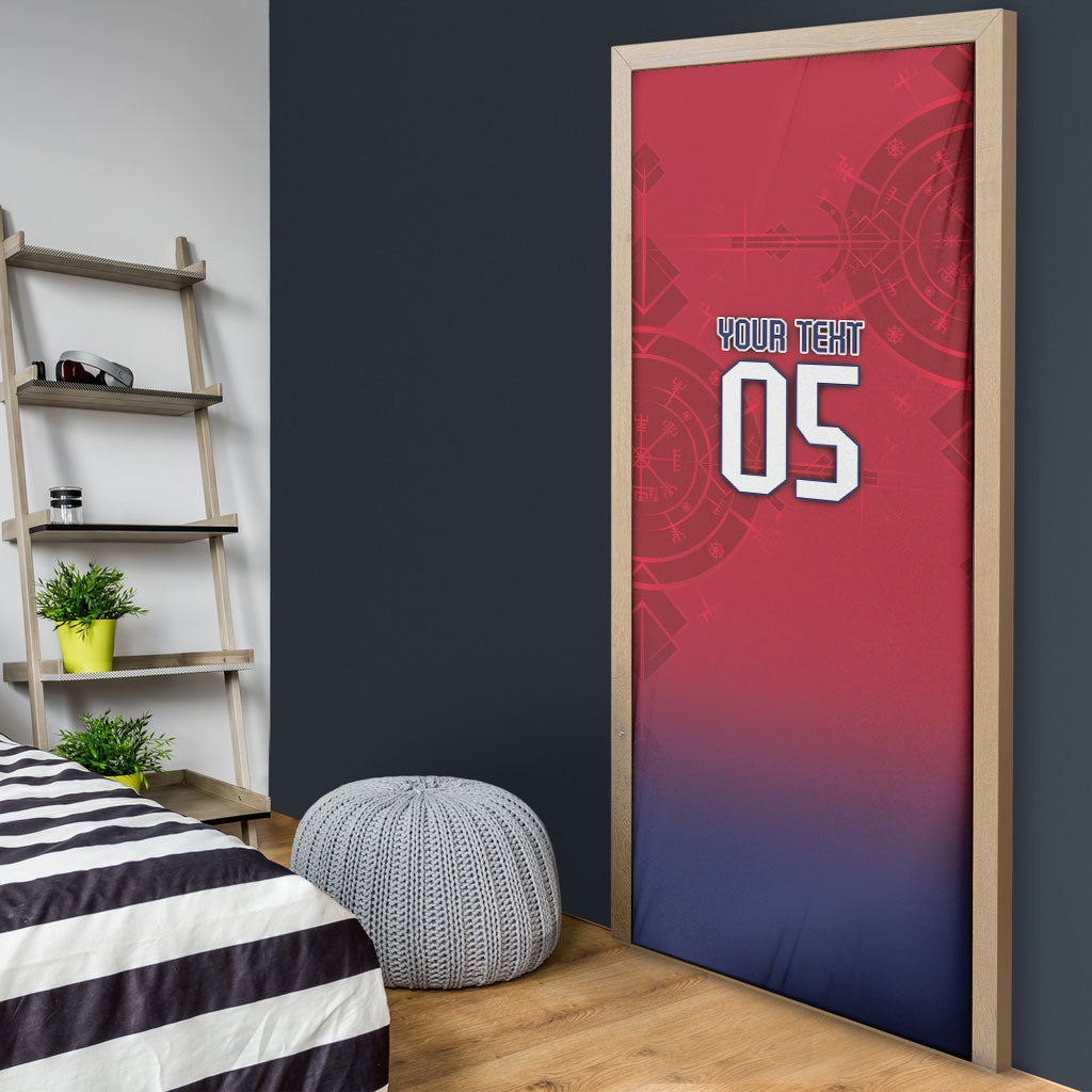 Custom Norway Football Door Cover Ro Ro Meditating Viking Wolf