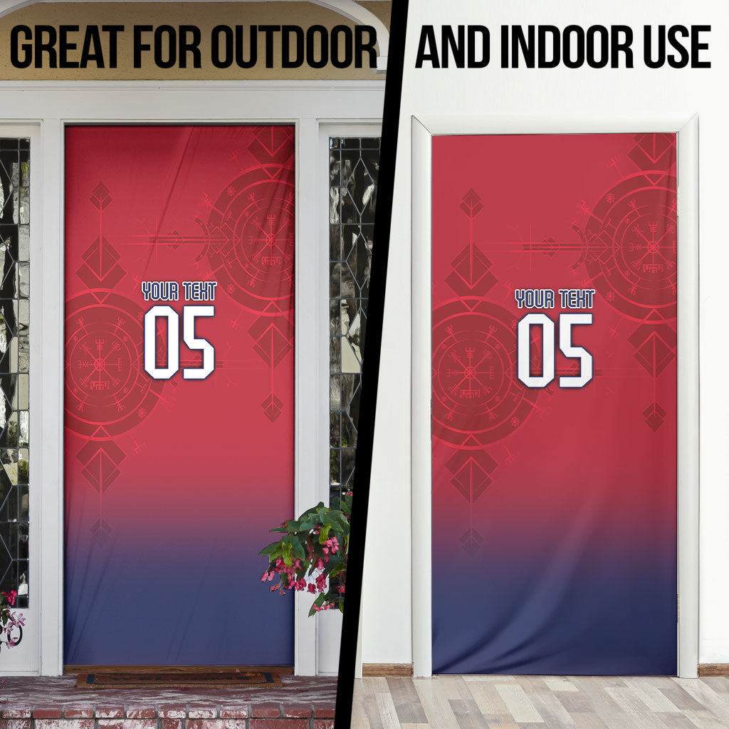 Custom Norway Football Door Cover Ro Ro Meditating Viking Wolf