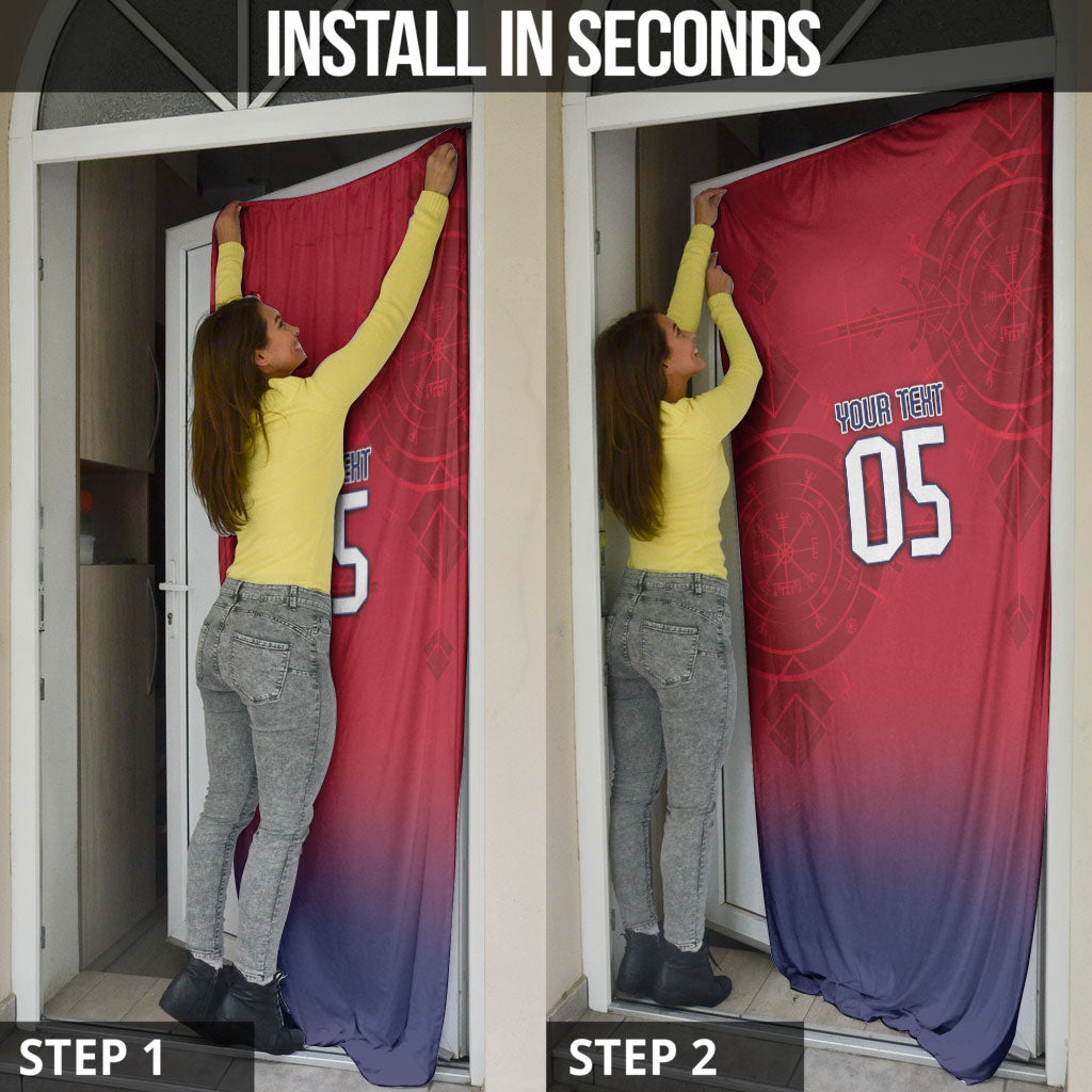 Custom Norway Football Door Cover Ro Ro Meditating Viking Wolf