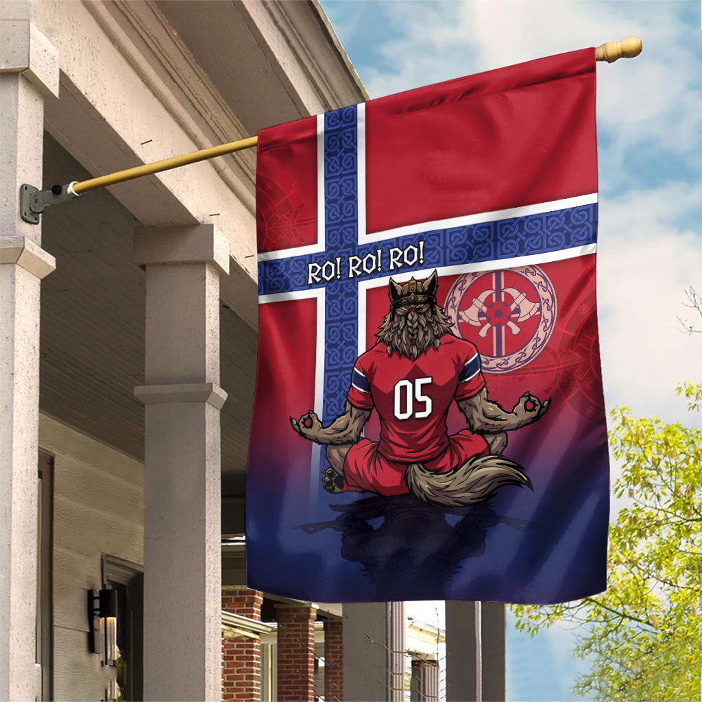 Custom Norway Football Garden Flag Ro Ro Meditating Viking Wolf