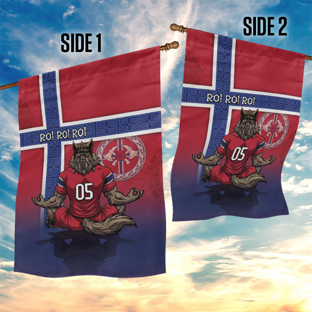 Custom Norway Football Garden Flag Ro Ro Meditating Viking Wolf