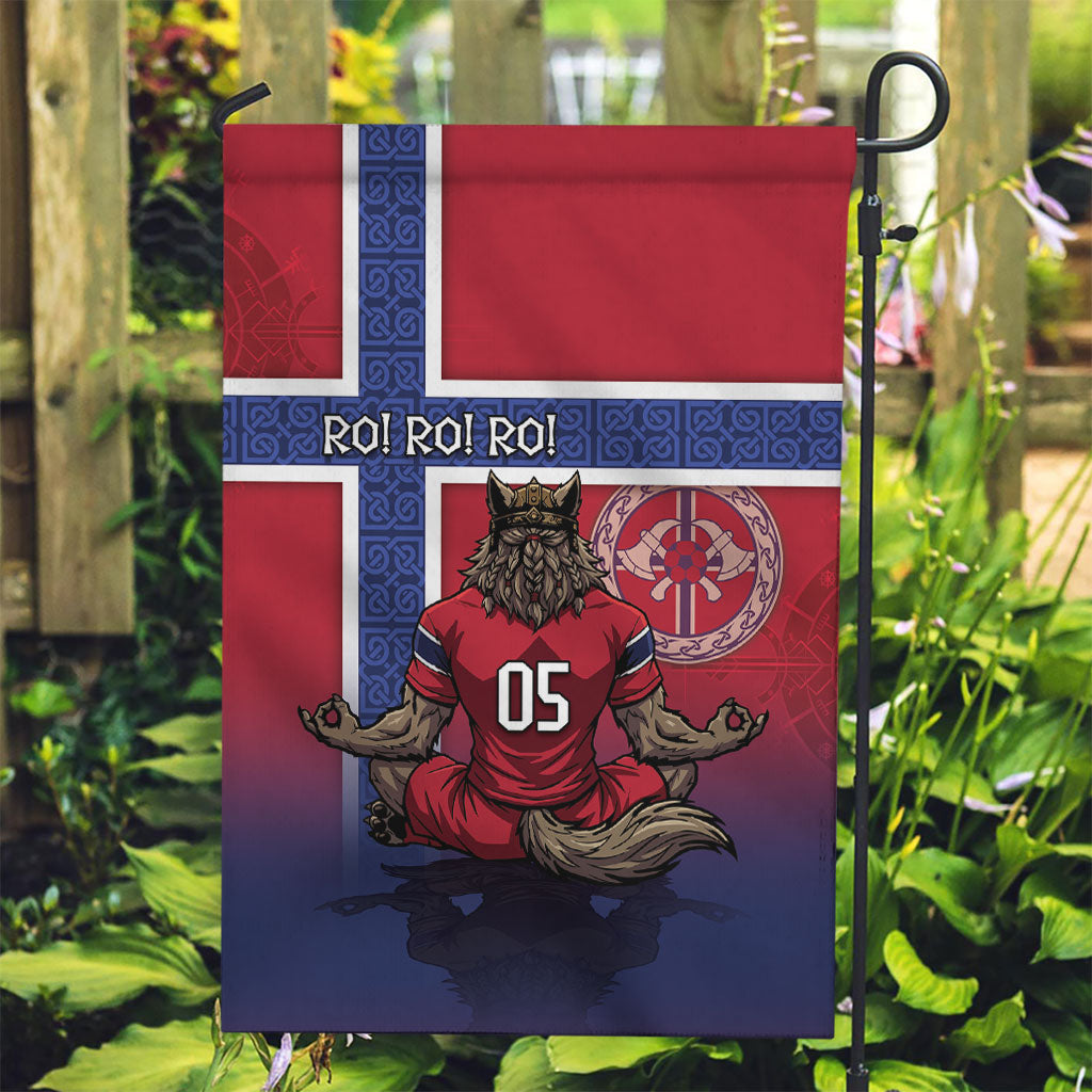 Custom Norway Football Garden Flag Ro Ro Meditating Viking Wolf