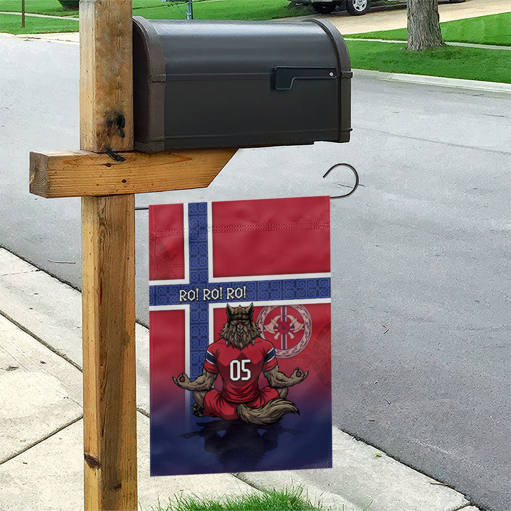 Custom Norway Football Garden Flag Ro Ro Meditating Viking Wolf