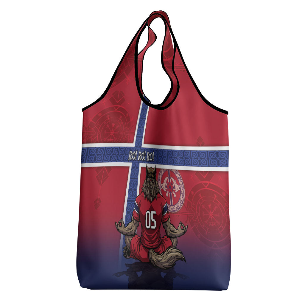 Custom Norway Football Grocery Bag Ro Ro Meditating Viking Wolf