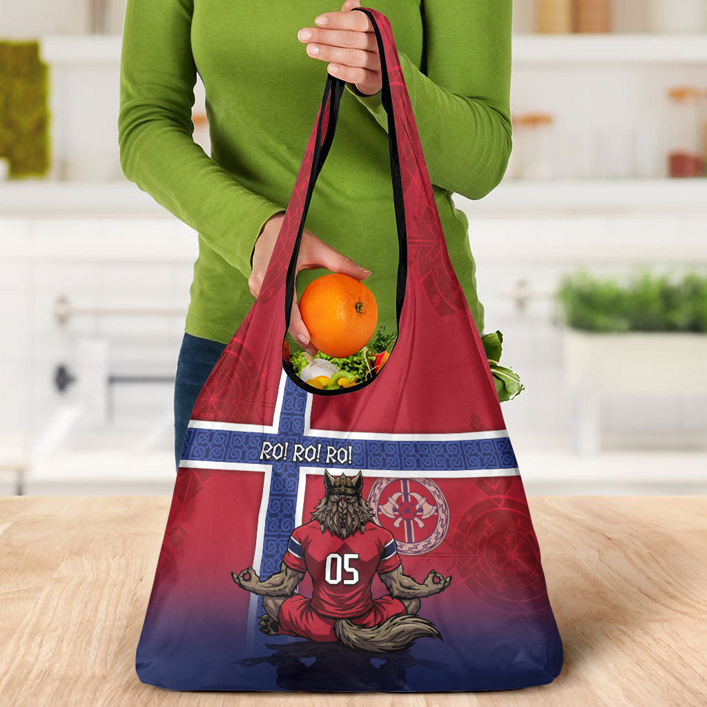 Custom Norway Football Grocery Bag Ro Ro Meditating Viking Wolf