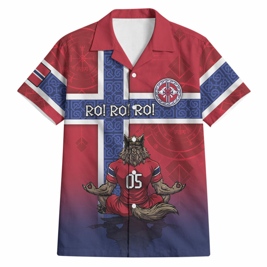 Custom Norway Football Hawaiian Shirt Ro Ro Meditating Viking Wolf