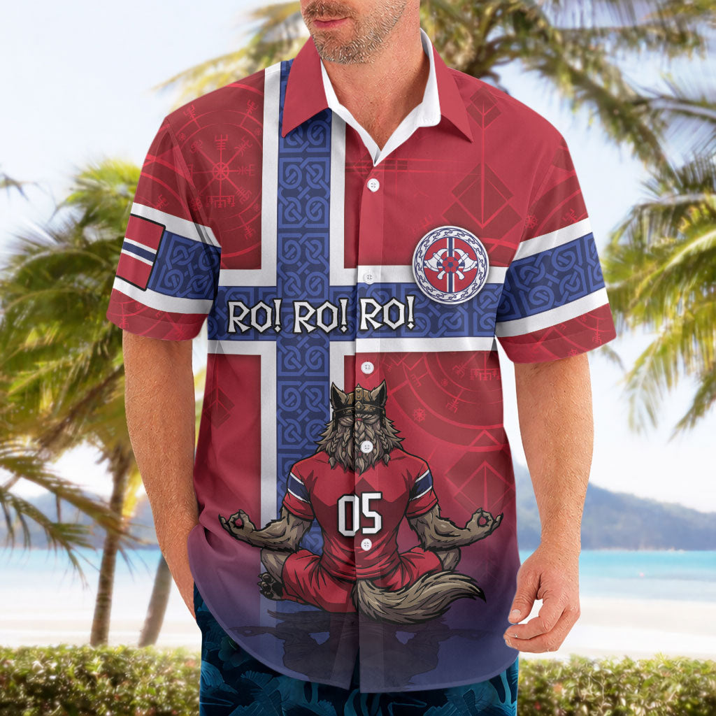 Custom Norway Football Hawaiian Shirt Ro Ro Meditating Viking Wolf