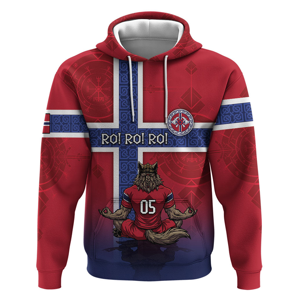 Custom Norway Football Hoodie Ro Ro Meditating Viking Wolf