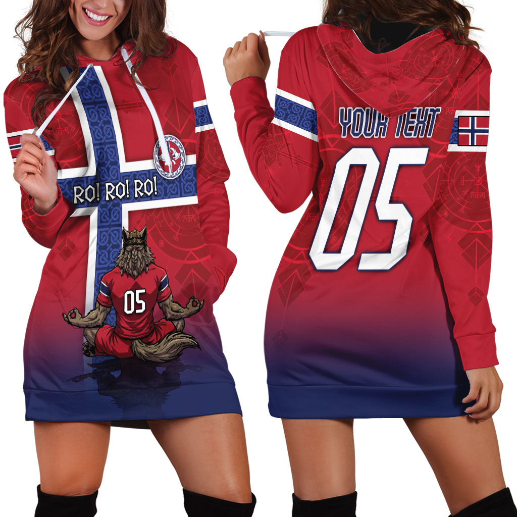 Custom Norway Football Hoodie Dress Ro Ro Meditating Viking Wolf