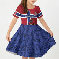 Custom Norway Football Kid Short Sleeve Dress Ro Ro Meditating Viking Wolf