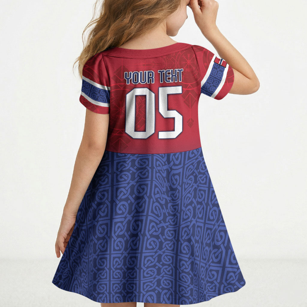 Custom Norway Football Kid Short Sleeve Dress Ro Ro Meditating Viking Wolf