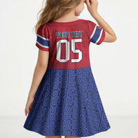Custom Norway Football Kid Short Sleeve Dress Ro Ro Meditating Viking Wolf