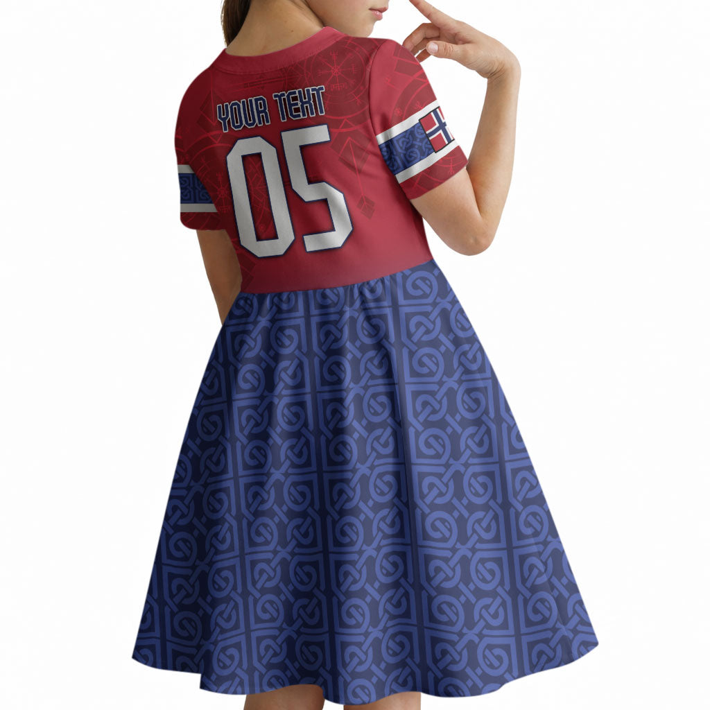 Custom Norway Football Kid Short Sleeve Dress Ro Ro Meditating Viking Wolf