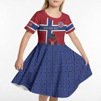 Custom Norway Football Kid Short Sleeve Dress Ro Ro Meditating Viking Wolf