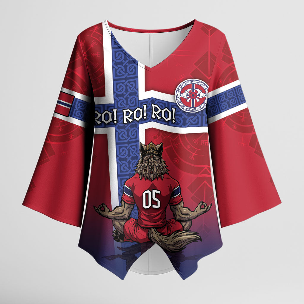 Custom Norway Football Kimono Sleeve Blouse Ro Ro Meditating Viking Wolf