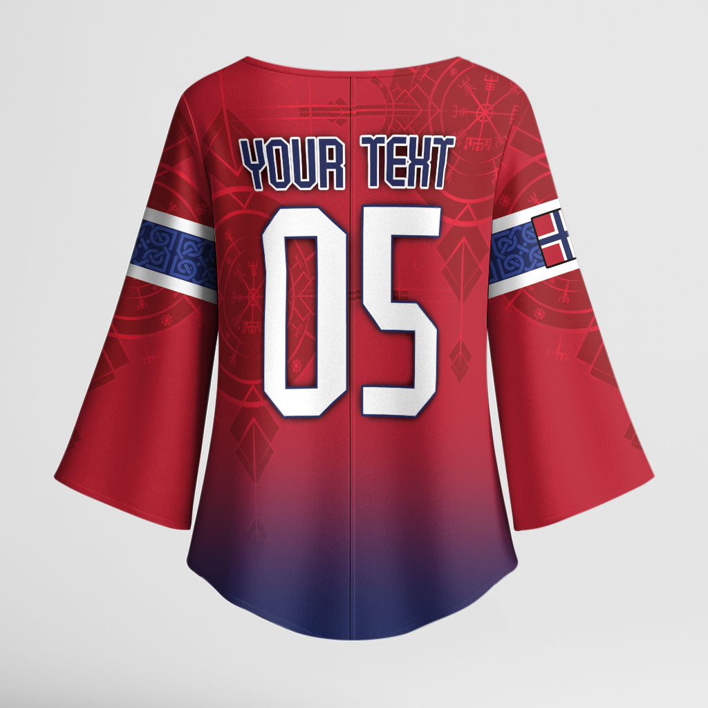 Custom Norway Football Kimono Sleeve Blouse Ro Ro Meditating Viking Wolf