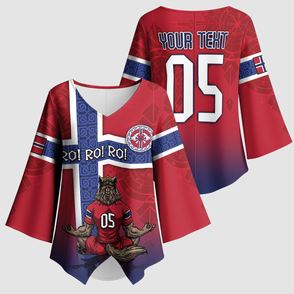 Custom Norway Football Kimono Sleeve Blouse Ro Ro Meditating Viking Wolf