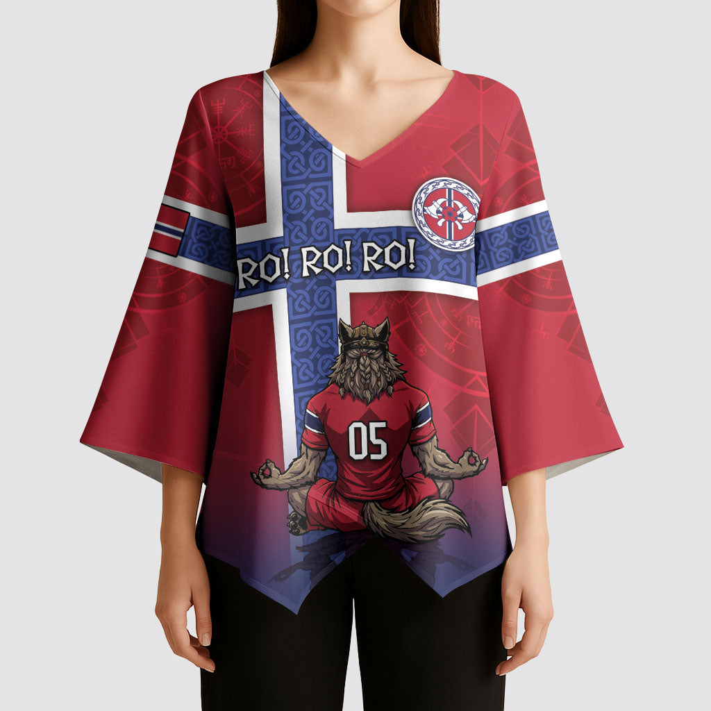 Custom Norway Football Kimono Sleeve Blouse Ro Ro Meditating Viking Wolf