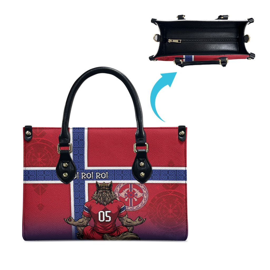 Custom Norway Football Leather Bag Ro Ro Meditating Viking Wolf