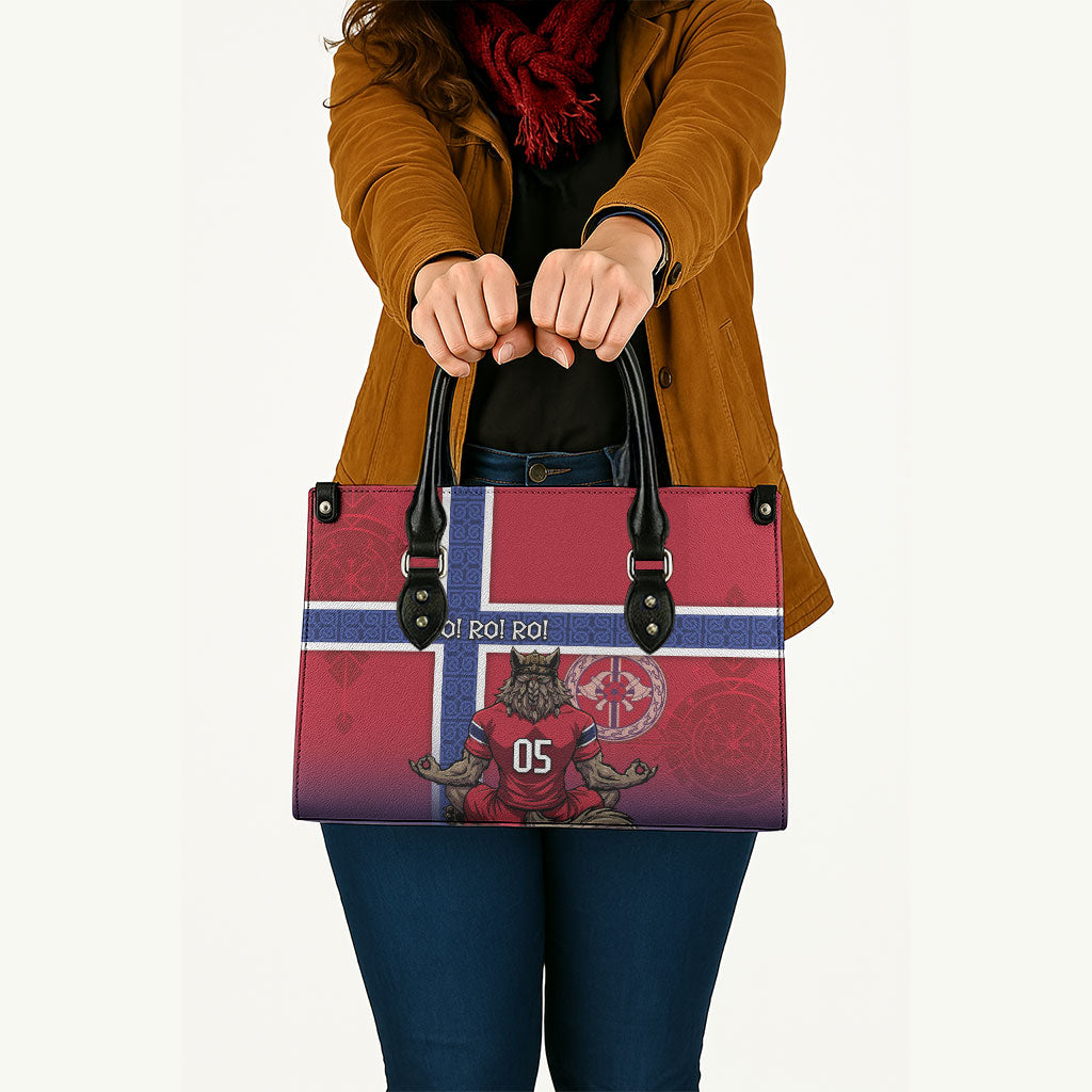 Custom Norway Football Leather Bag Ro Ro Meditating Viking Wolf