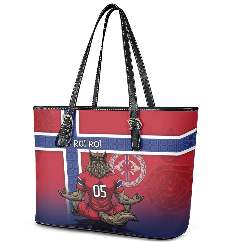 Custom Norway Football Leather Tote Bag Ro Ro Meditating Viking Wolf