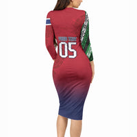 Custom Norway Football Long Sleeve Bodycon Dress Ro Ro Meditating Viking Wolf