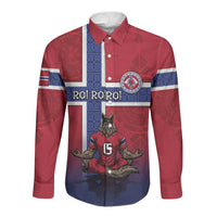 Custom Norway Football Long Sleeve Button Shirt Ro Ro Meditating Viking Wolf