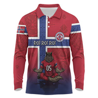 Custom Norway Football Long Sleeve Polo Shirt Ro Ro Meditating Viking Wolf