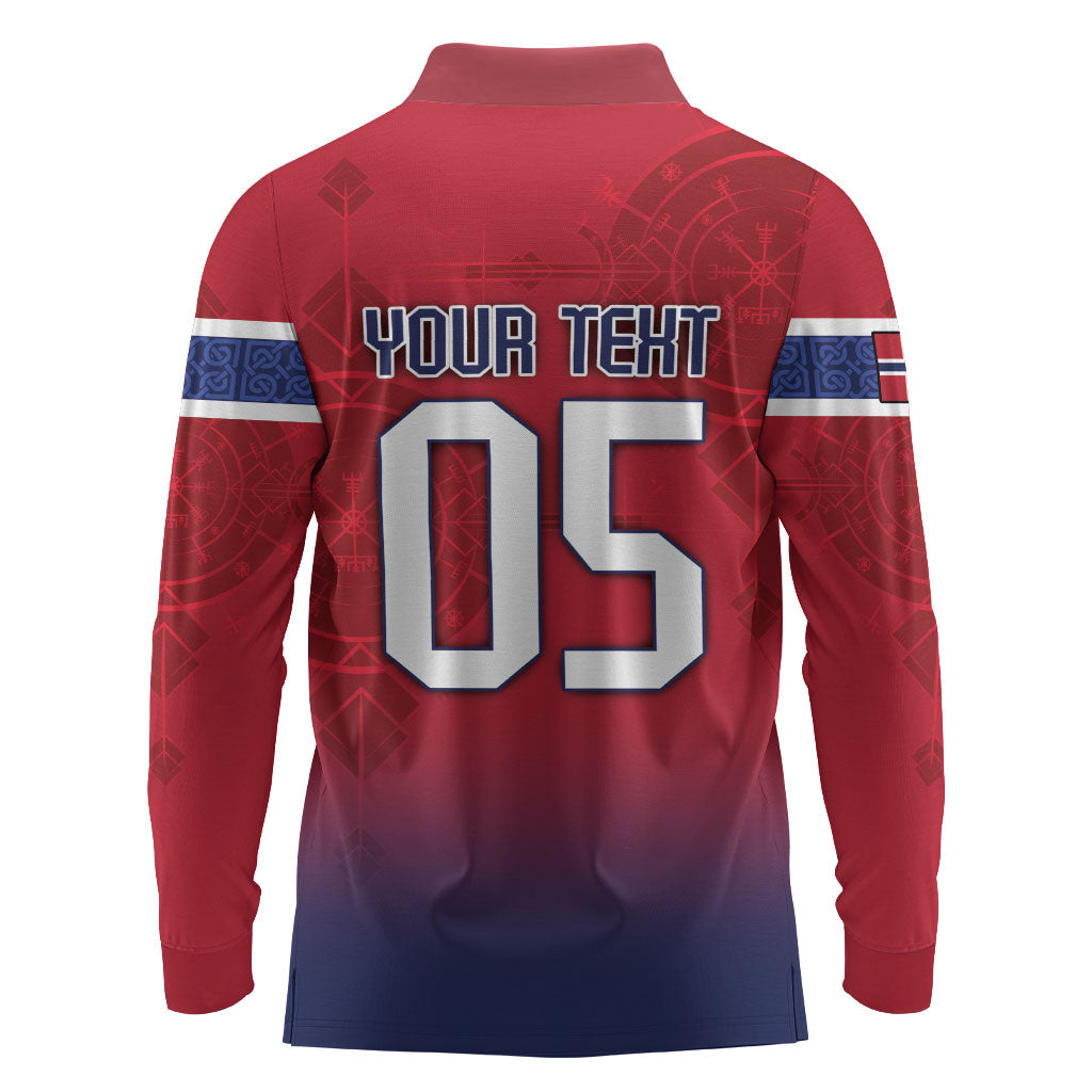 Custom Norway Football Long Sleeve Polo Shirt Ro Ro Meditating Viking Wolf
