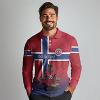 Custom Norway Football Long Sleeve Polo Shirt Ro Ro Meditating Viking Wolf