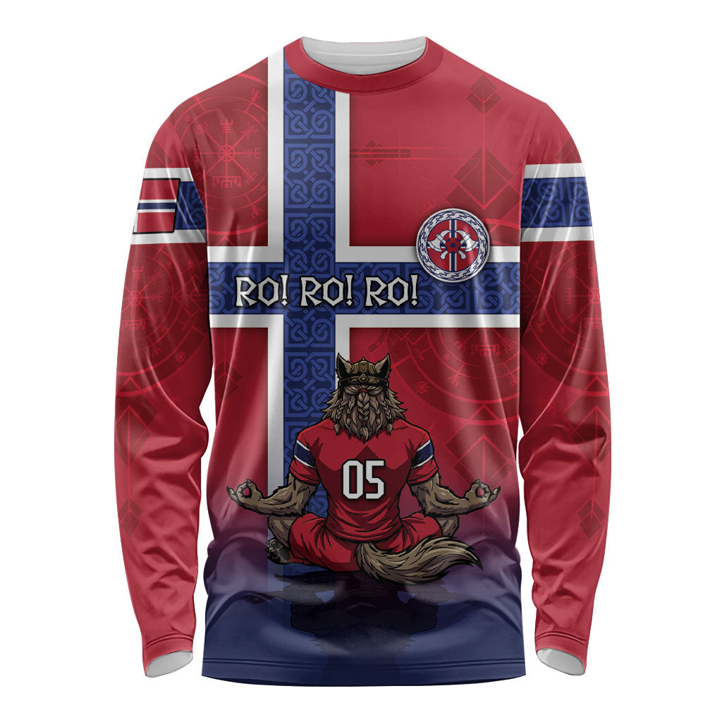 Custom Norway Football Long Sleeve Shirt Ro Ro Meditating Viking Wolf