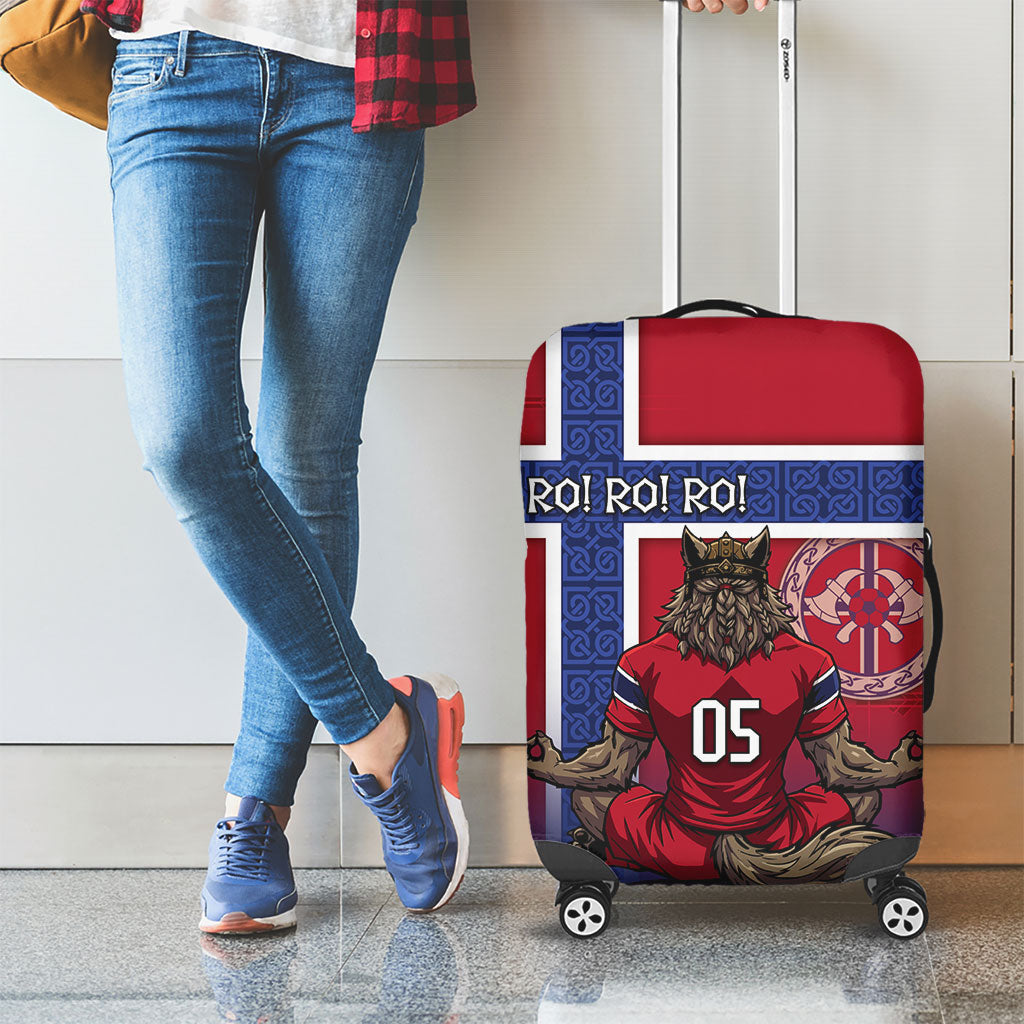 Custom Norway Football Luggage Cover Ro Ro Meditating Viking Wolf