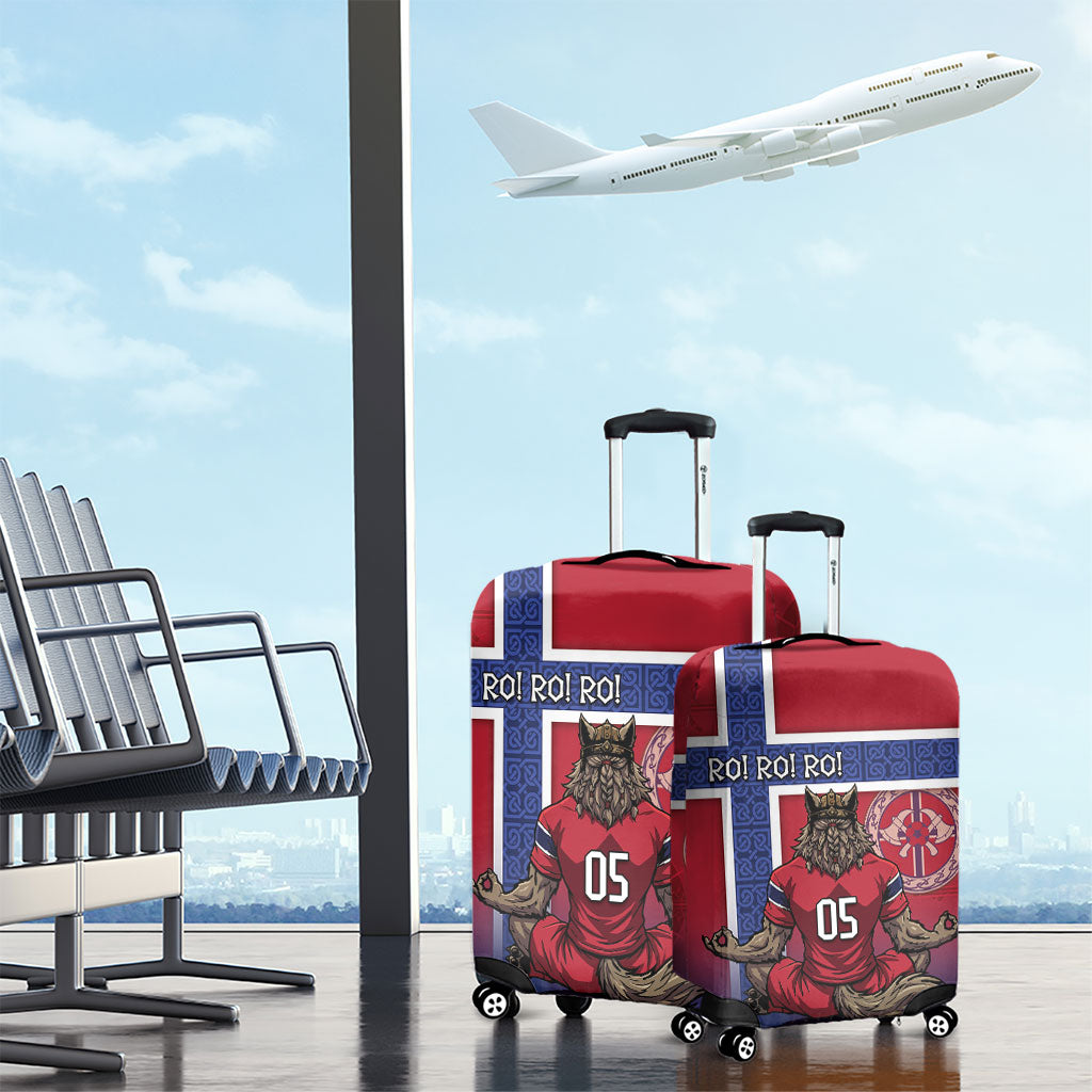 Custom Norway Football Luggage Cover Ro Ro Meditating Viking Wolf