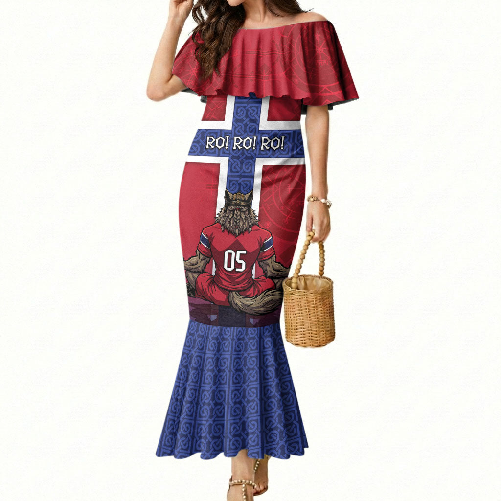 Custom Norway Football Mermaid Dress Ro Ro Meditating Viking Wolf