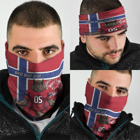 Custom Norway Football Neck Gaiter Ro Ro Meditating Viking Wolf