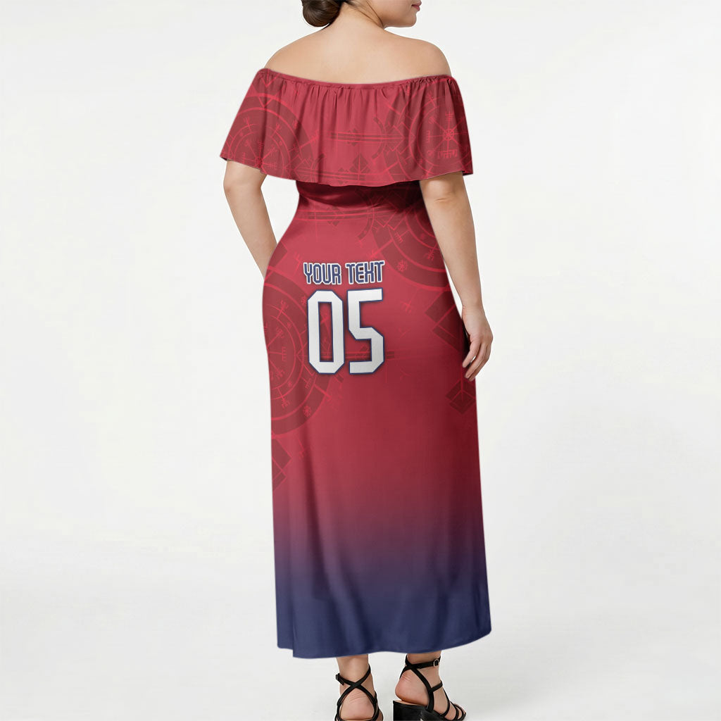 Custom Norway Football Off Shoulder Maxi Dress Ro Ro Meditating Viking Wolf