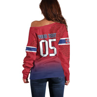 Custom Norway Football Off Shoulder Sweater Ro Ro Meditating Viking Wolf