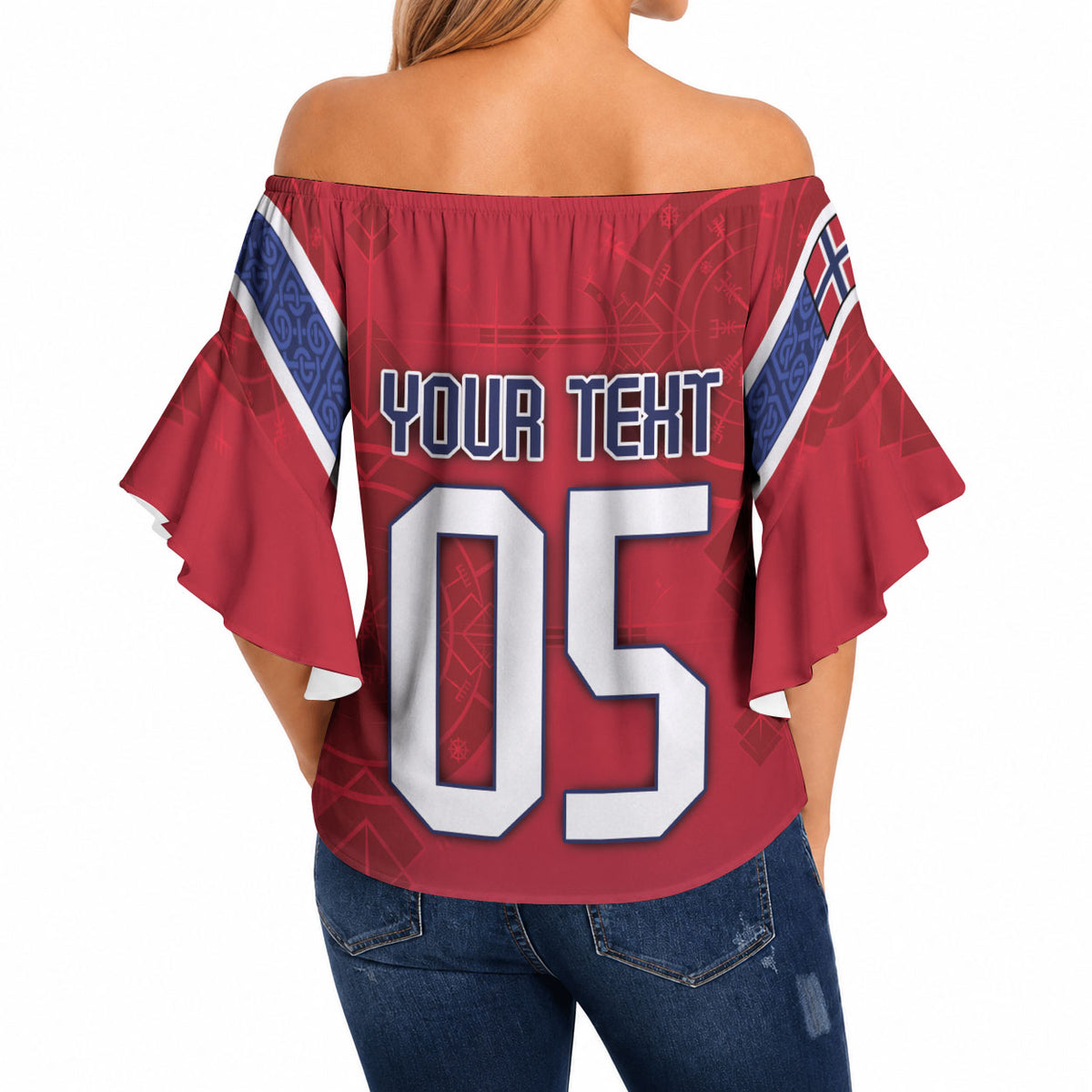Custom Norway Football Off Shoulder Wrap Waist Top Ro Ro Meditating Viking Wolf