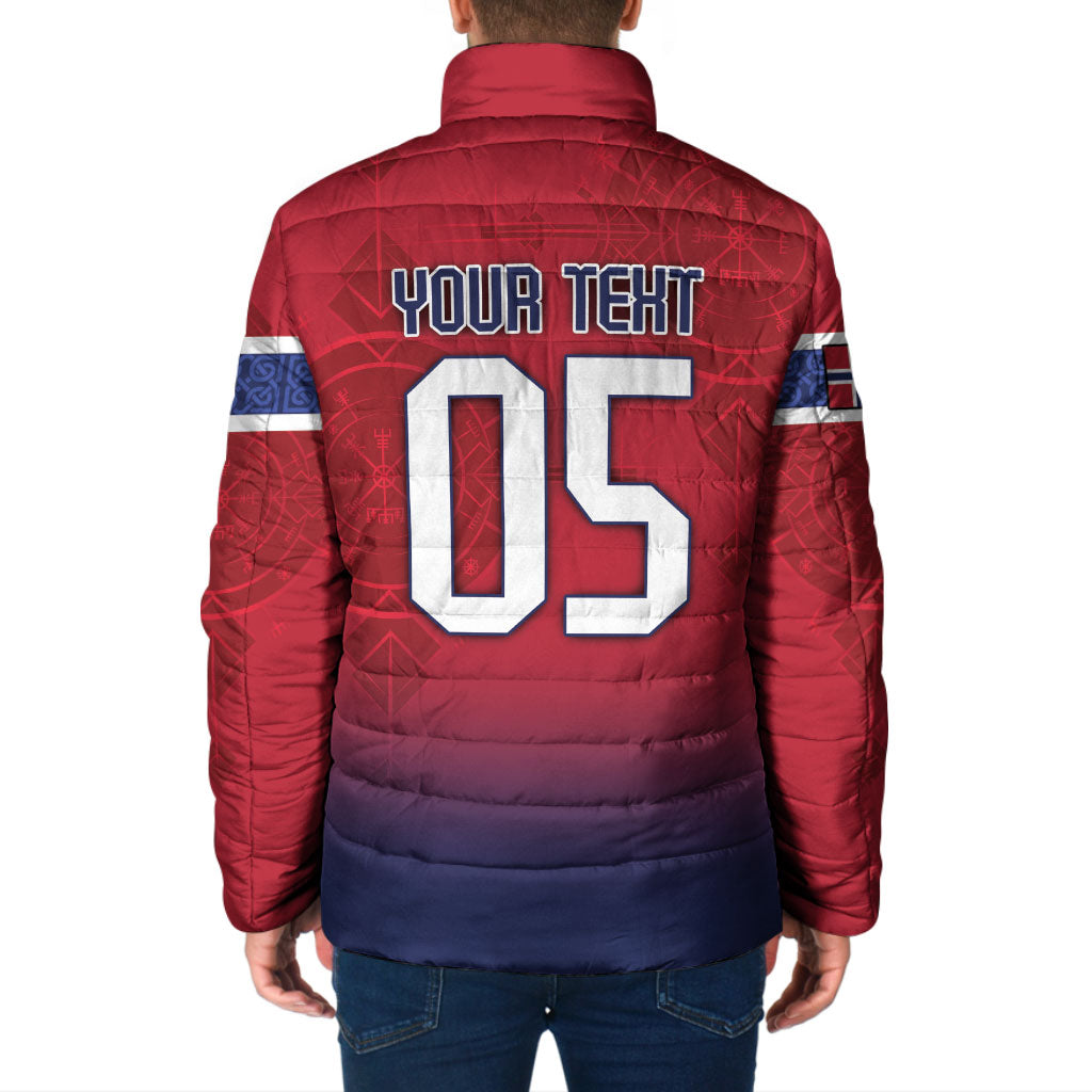 Custom Norway Football Padded Jacket Ro Ro Meditating Viking Wolf