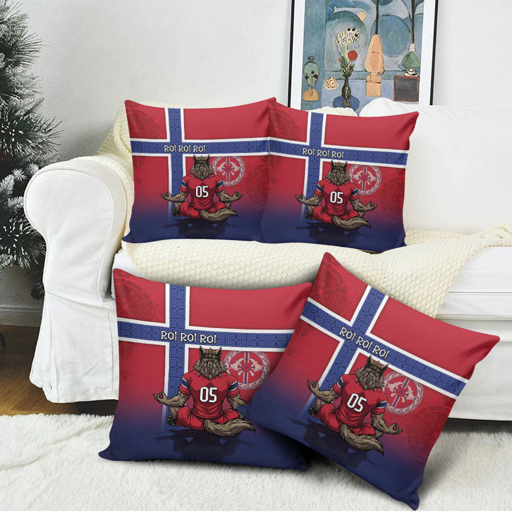 Custom Norway Football Pillow Cover Ro Ro Meditating Viking Wolf
