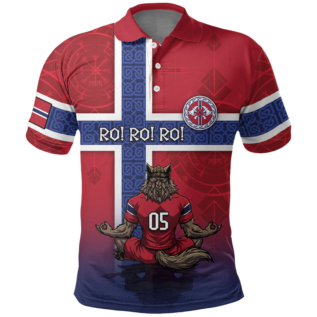 Custom Norway Football Polo Shirt Ro Ro Meditating Viking Wolf