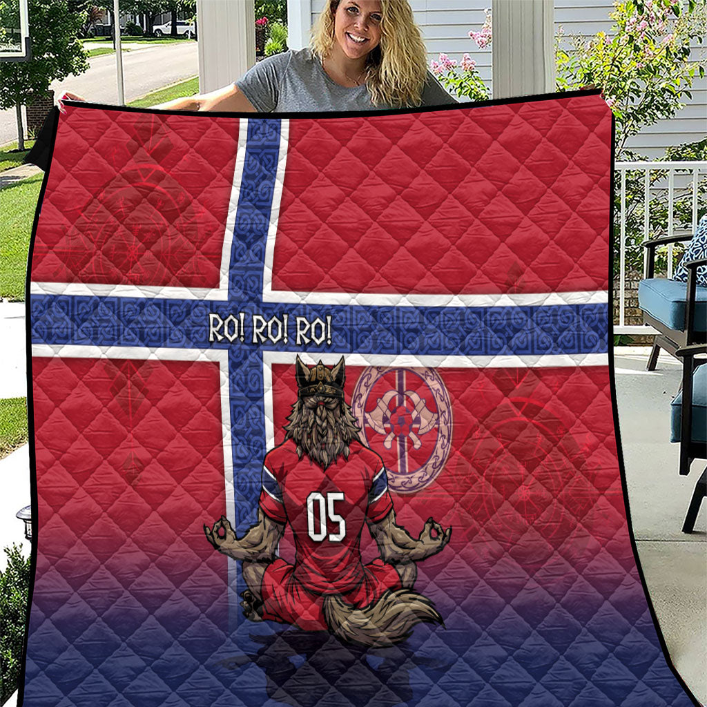 Custom Norway Football Quilt Ro Ro Meditating Viking Wolf