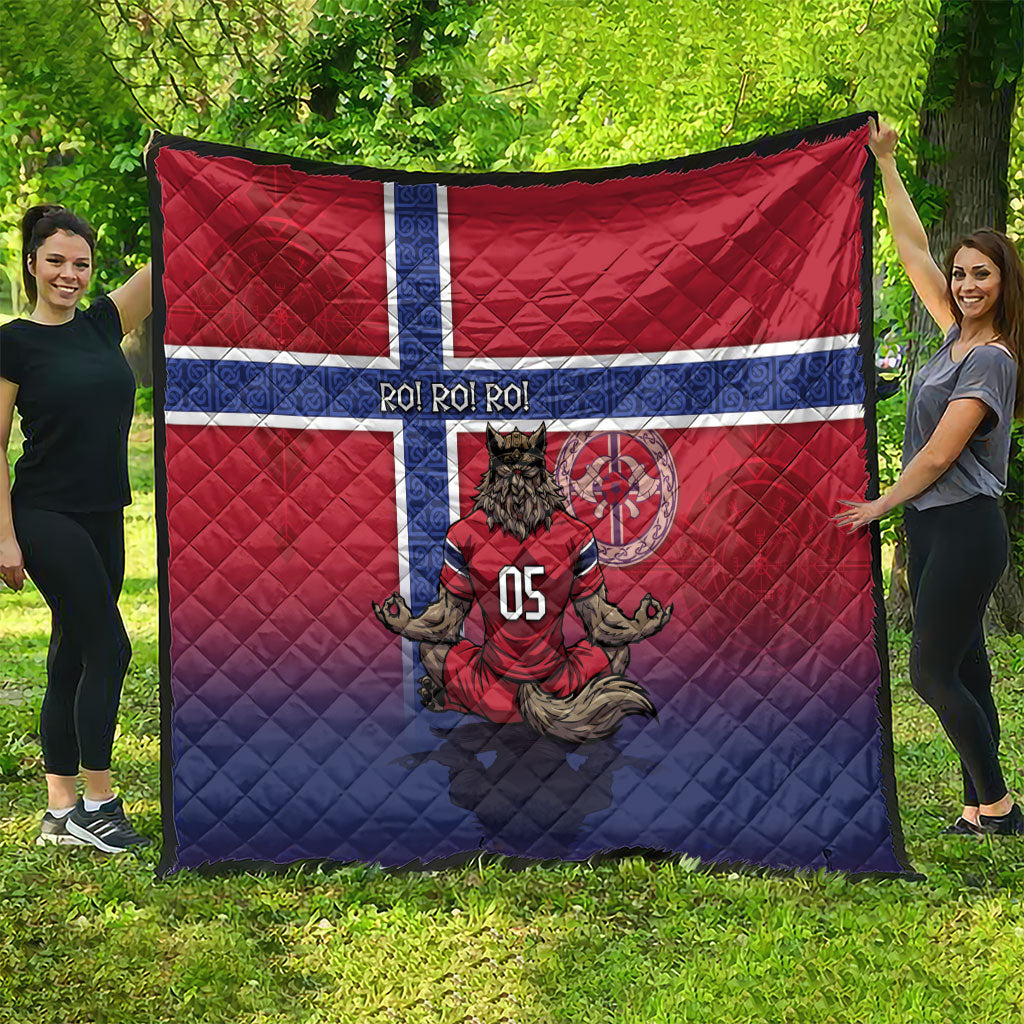 Custom Norway Football Quilt Ro Ro Meditating Viking Wolf