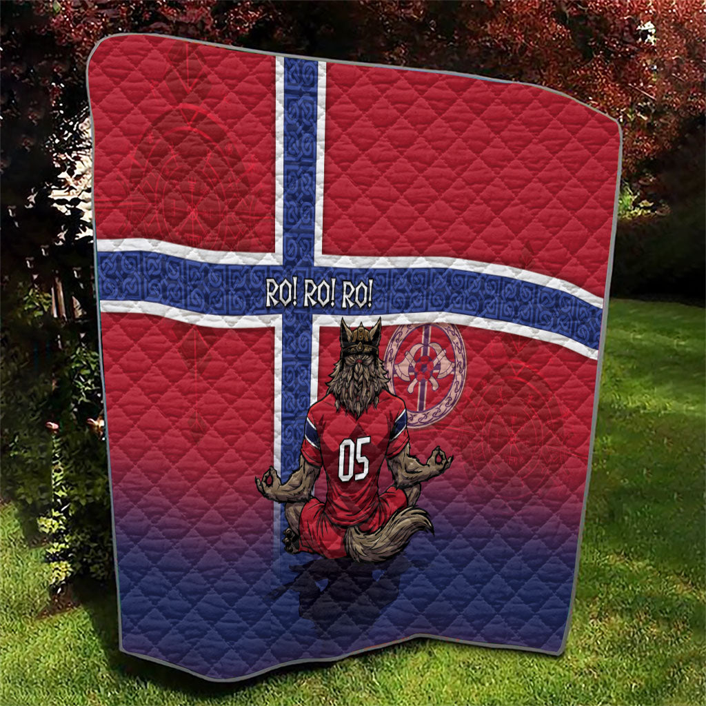 Custom Norway Football Quilt Ro Ro Meditating Viking Wolf